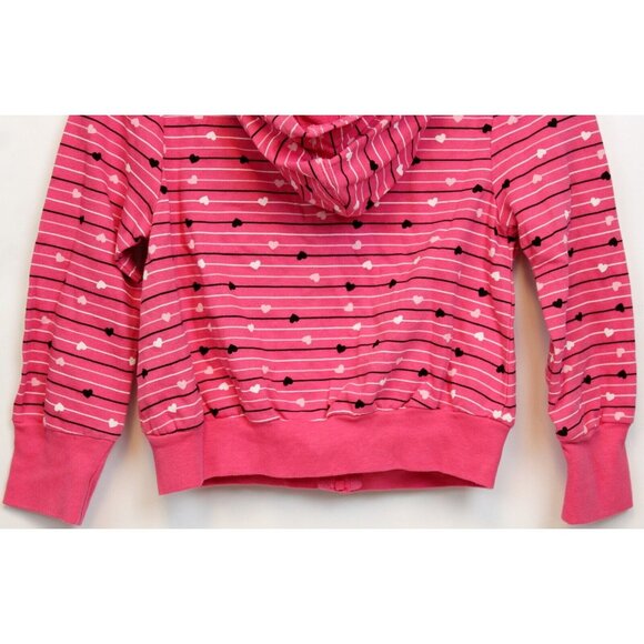 NEW 2007 Gymboree Tres Chic Striped Heart Hoodie sz 7 Zip up Bows Pink Jacket - Picture 7 of 8